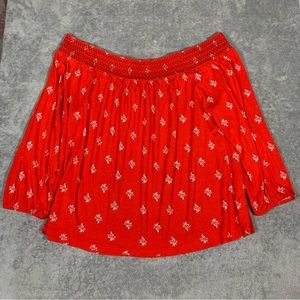 Old Navy Floral Off The Shoulder Red White Blouse Plus Size XXL